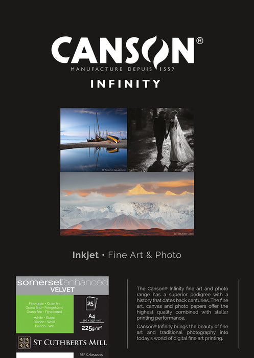 CANSON® INFINITY SOMERSET ENHANCED VELVET WHITE 225 GSM