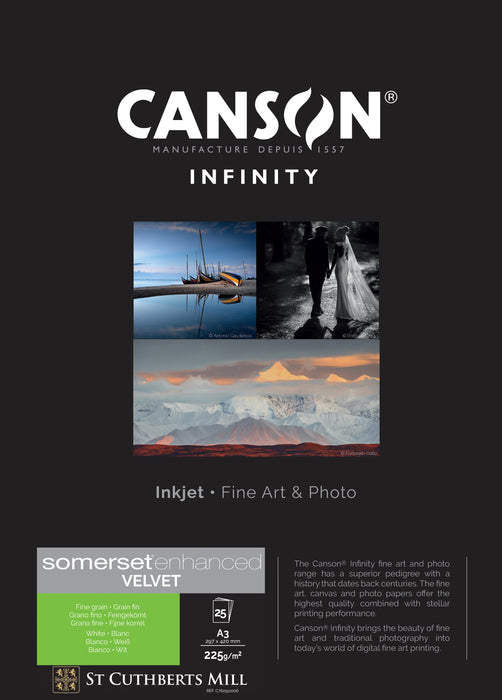 CANSON® INFINITY SOMERSET ENHANCED VELVET WHITE 225 GSM