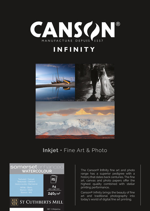 CANSON® INFINITY SOMERSET ENHANCED WATERCOLOUR WHITE 240GSM